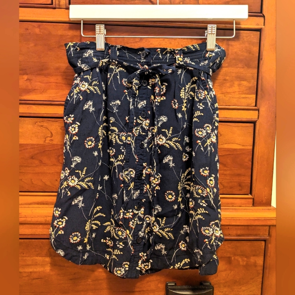 Loft Navy Floral Skirt